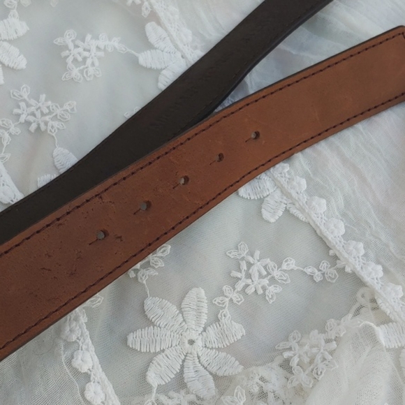 Michael Kors Brown Leather Belt with Gold Tone MK Buckle size XL - Picture 12 of 13
